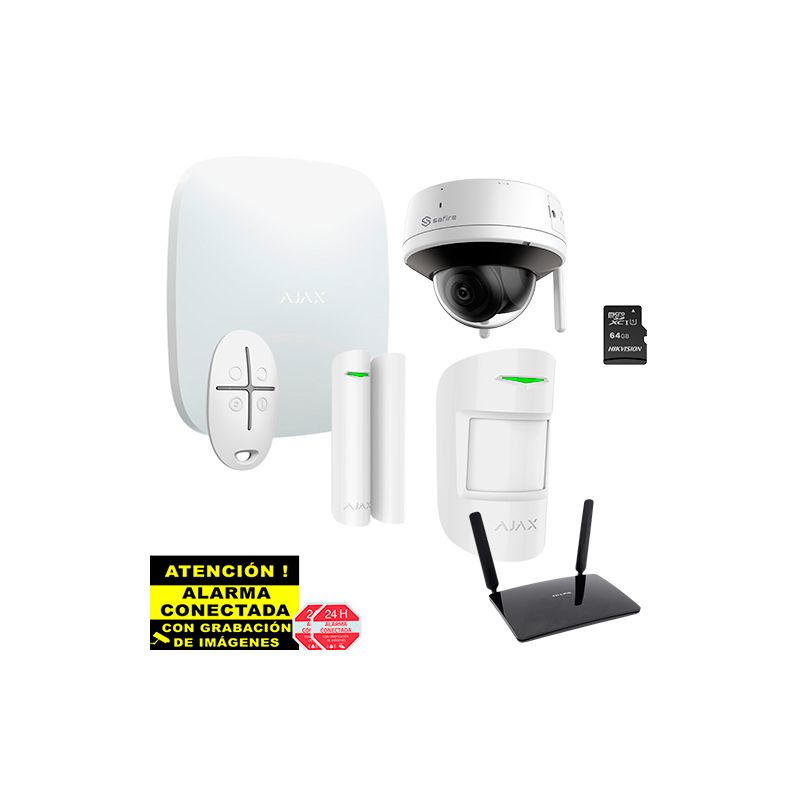Kit de Alarma Ajax para Casa sin Internet con Router 4G, Cámara IP Wifi PRO  y MicroSD - FALCONRVERS