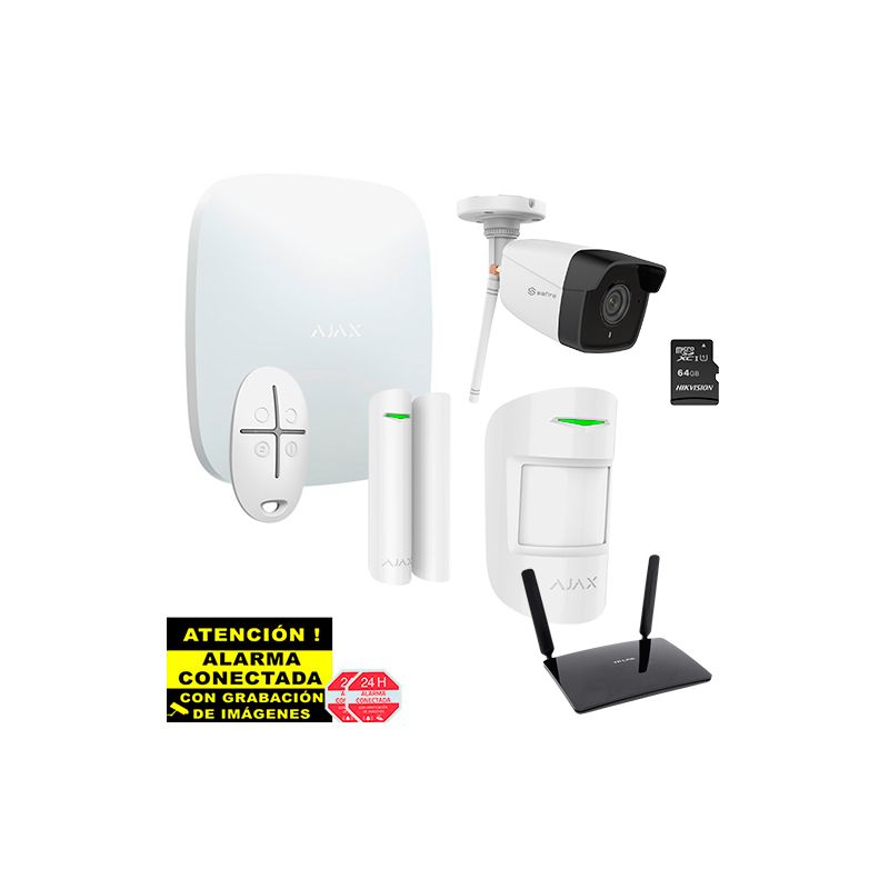 Kit de Alarma Ajax para Casa sin Internet con Router 4G, Cámara IP Wifi PRO  y MicroSD - FALCONRVERS